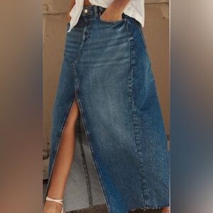 Zara Long Slit Denim Skirt